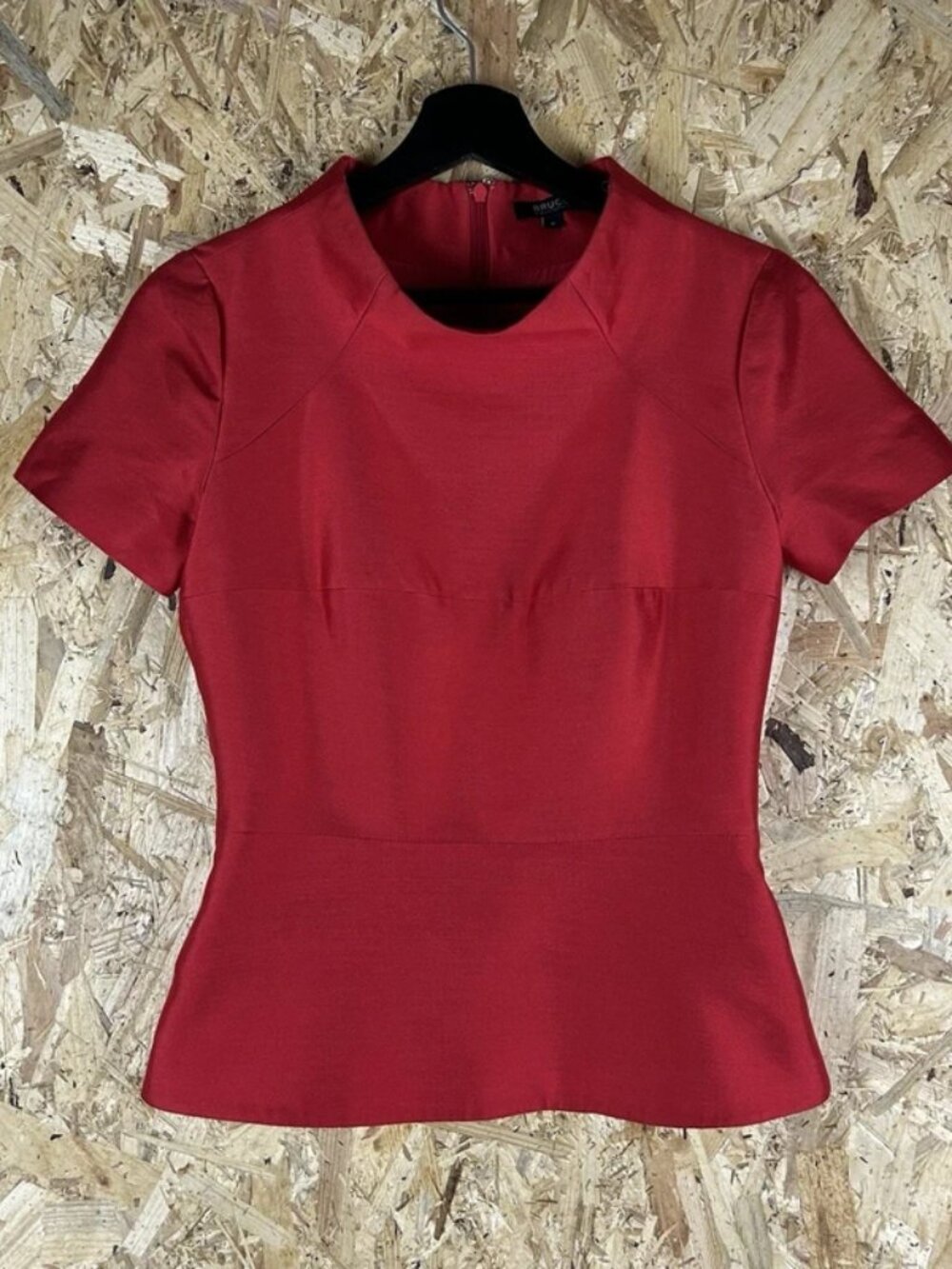 Womens Size 8 Bruce By Bruce Oldfield Red Structured Peplum Blouse